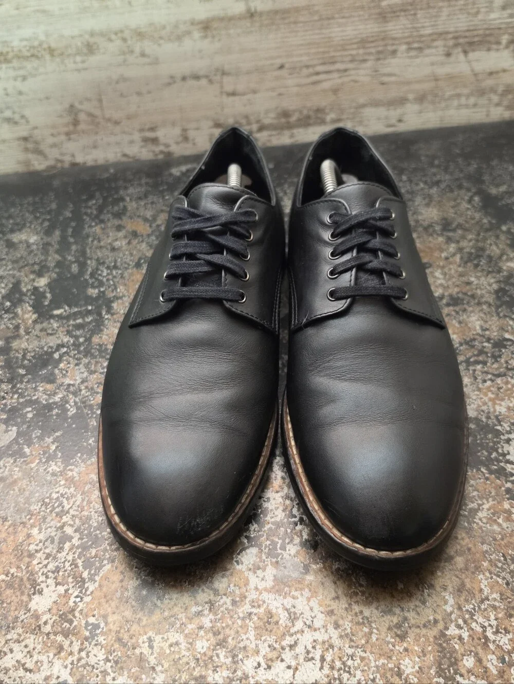 Mens Thursday Oxford Shoes Sz 9 Used Black Leather Rubber Sole